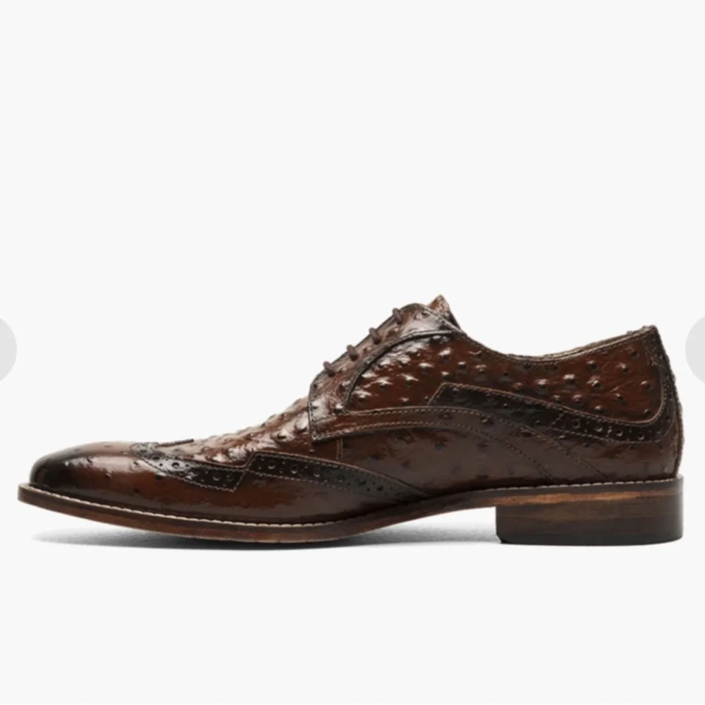 Stacy Adams Shoes - GENNARO Wingtip Oxford Men’s Size 7.5 Cognac NEW